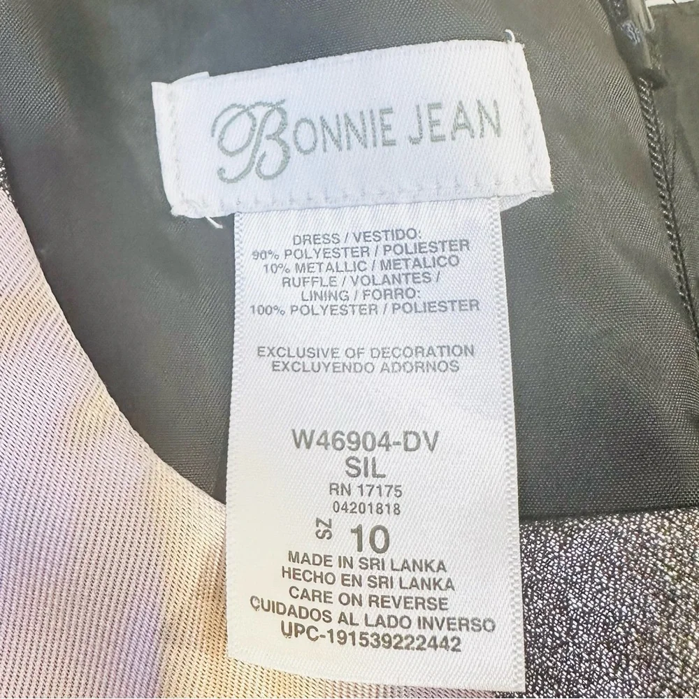 BONNIE JEAN, KIDS‎ 10 BLUE SILVER METALLIC STRIPED FANCY PARTY DRESS